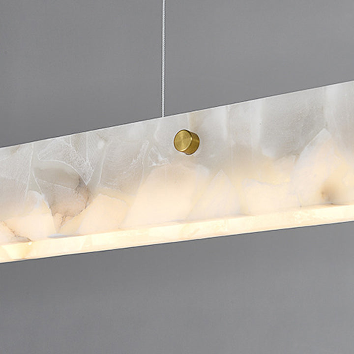 Lustre rectangulaire contemporain en fer et pierre avec LED pour salle à manger 