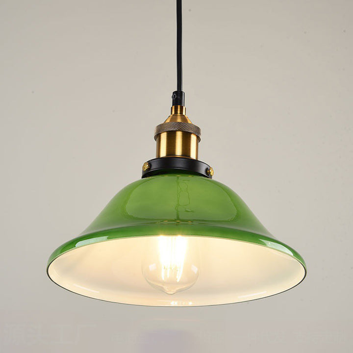 Contemporary Nordic Drum Iron Glass 1-Light Pendant Light For Living Room