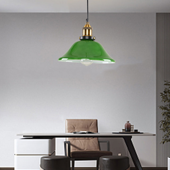 Lámpara colgante de vidrio y hierro con tambor nórdico contemporáneo de 1 luz para sala de estar 