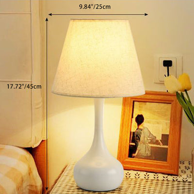 Zeitgenössische nordische Trommel Eisen Stoff 1-Licht Tischlampe für das Wohnzimmer 