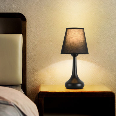 Zeitgenössische nordische Trommel Eisen Stoff 1-Licht Tischlampe für das Wohnzimmer 