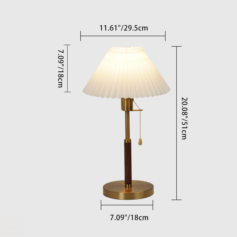 Lampe de table 1 lumière en tissu de fer vintage traditionnel pour salon 