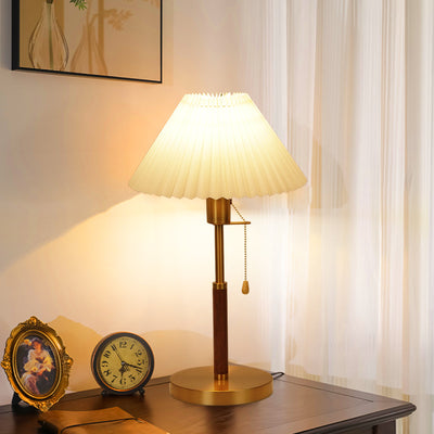 Lampe de table 1 lumière en tissu de fer vintage traditionnel pour salon 