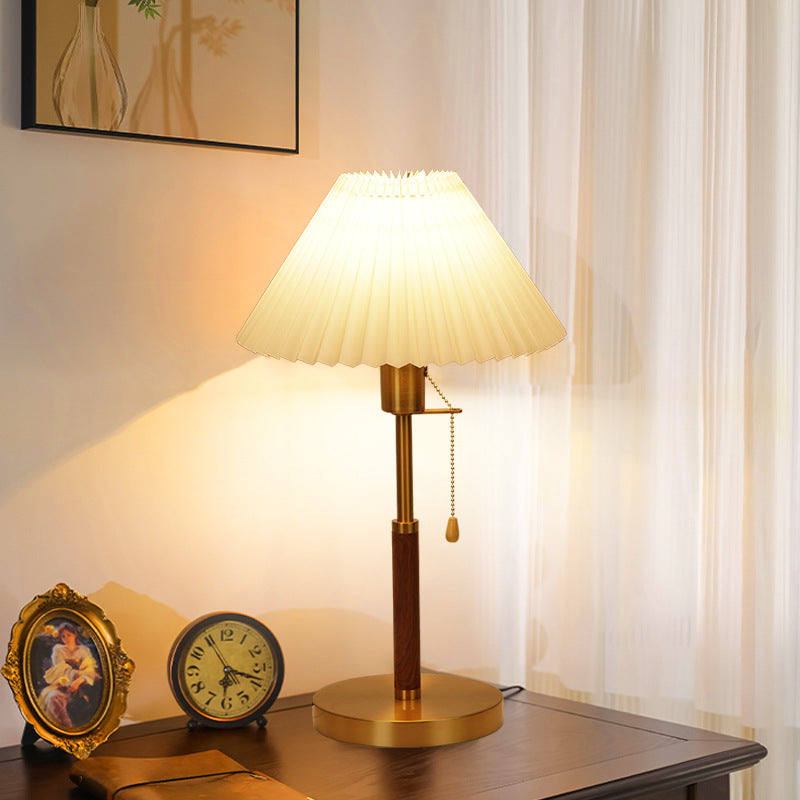 Lampe de table 1 lumière en tissu de fer vintage traditionnel pour salon 