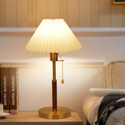 Lampe de table 1 lumière en tissu de fer vintage traditionnel pour salon 