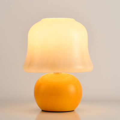 Zeitgenössische kreative Trommelkeramik Glas 1-Licht Tischlampe für das Wohnzimmer 