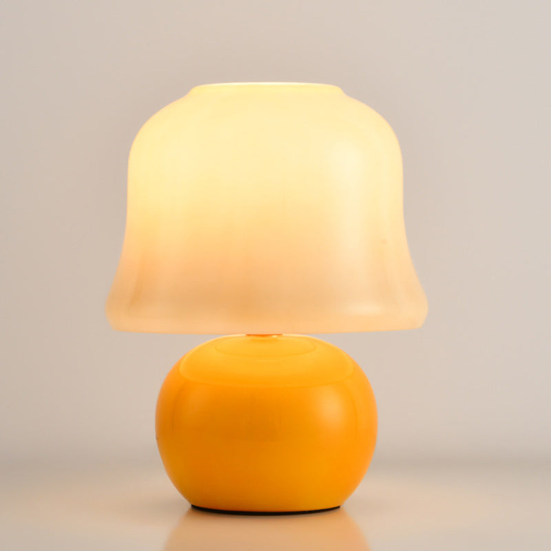 Zeitgenössische kreative Trommelkeramik Glas 1-Licht Tischlampe für das Wohnzimmer 
