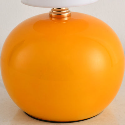 Zeitgenössische kreative Trommelkeramik Glas 1-Licht Tischlampe für das Wohnzimmer 