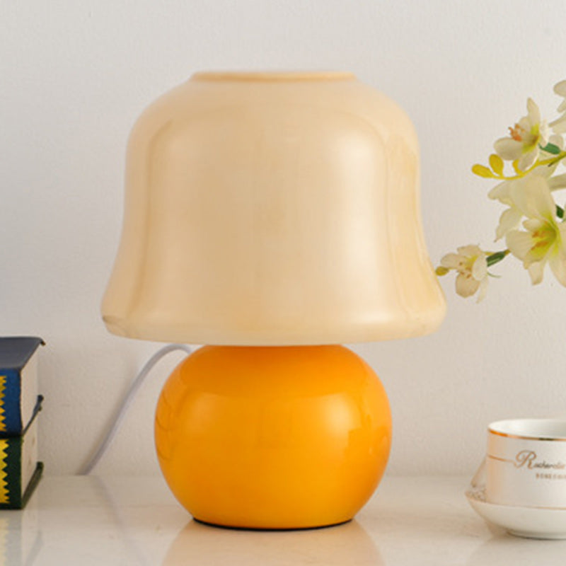 Zeitgenössische kreative Trommelkeramik Glas 1-Licht Tischlampe für das Wohnzimmer 