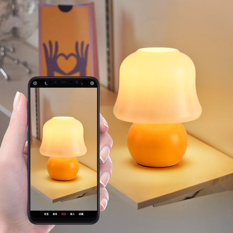 Zeitgenössische kreative Trommelkeramik Glas 1-Licht Tischlampe für das Wohnzimmer 