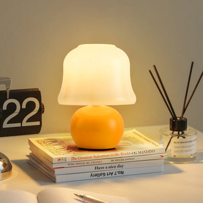 Zeitgenössische kreative Trommelkeramik Glas 1-Licht Tischlampe für das Wohnzimmer 