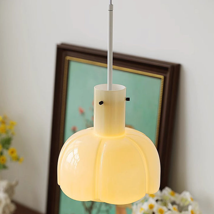 Lustre suspendu traditionnel vintage en dôme de verre et fer à 1 lumière pour salon 