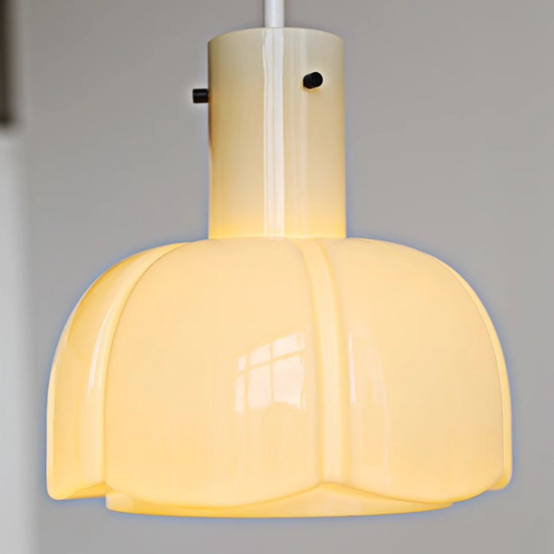 Lustre suspendu traditionnel vintage en dôme de verre et fer à 1 lumière pour salon 