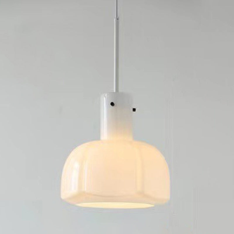 Lustre suspendu traditionnel vintage en dôme de verre et fer à 1 lumière pour salon 