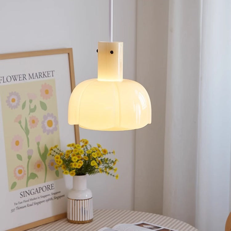 Lustre suspendu traditionnel vintage en dôme de verre et fer à 1 lumière pour salon 