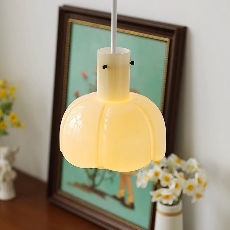 Lustre suspendu traditionnel vintage en dôme de verre et fer à 1 lumière pour salon 
