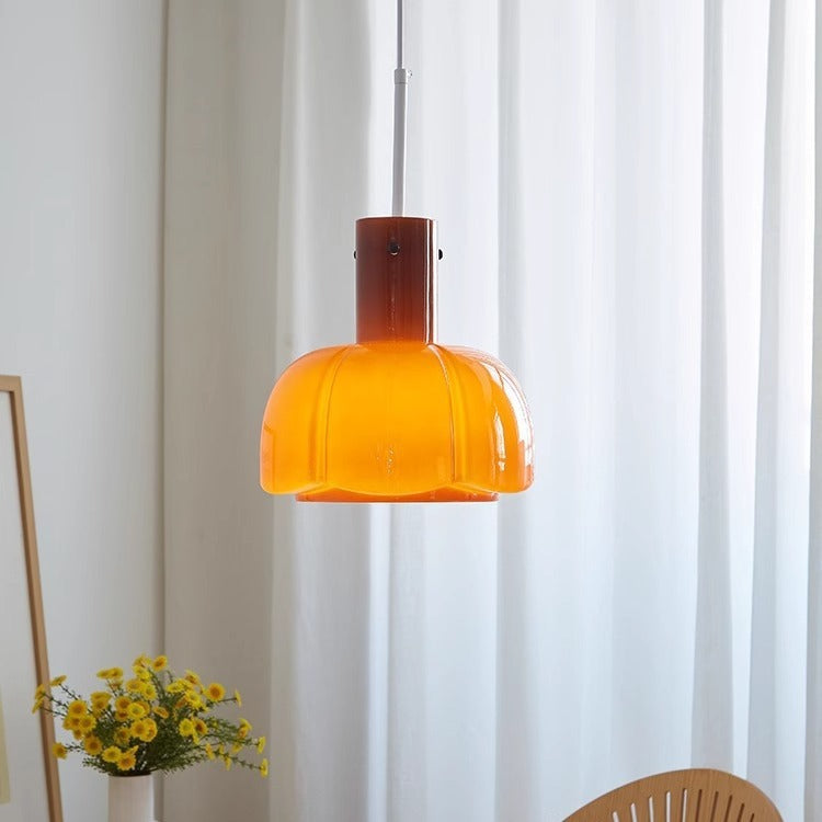 Lustre suspendu traditionnel vintage en dôme de verre et fer à 1 lumière pour salon 