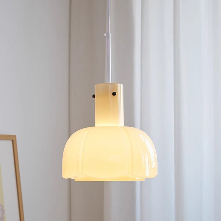Lustre suspendu traditionnel vintage en dôme de verre et fer à 1 lumière pour salon 