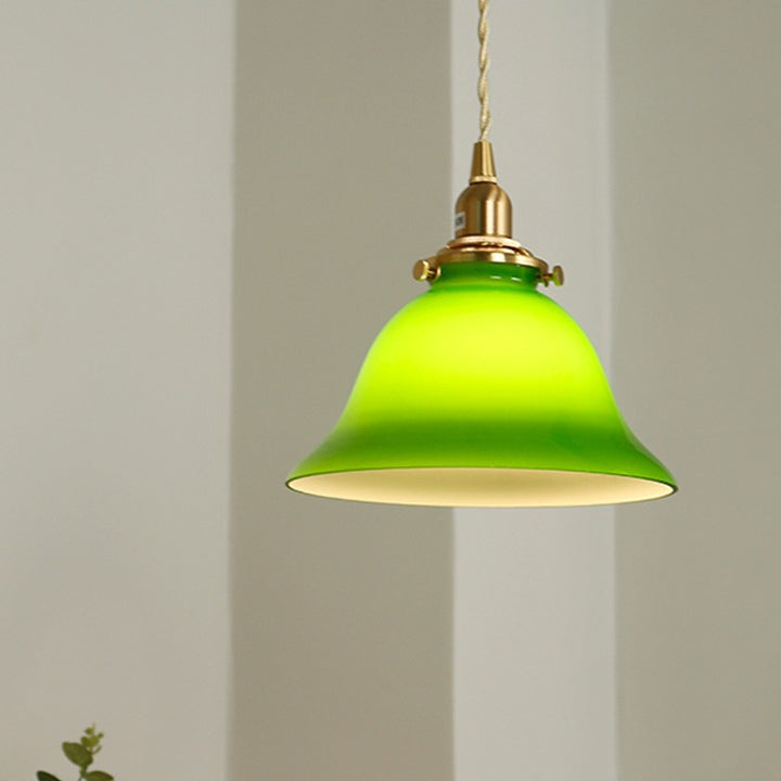 Suspension Luminaire en Verre de Cuivre en Dôme Japonais Traditionnel à 1 Lumière pour Salon 