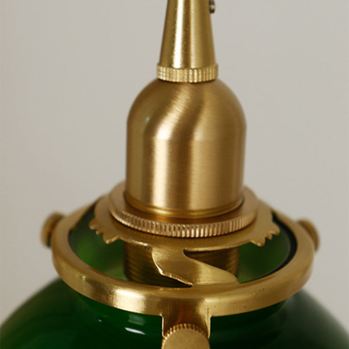 Suspension Luminaire en Verre de Cuivre en Dôme Japonais Traditionnel à 1 Lumière pour Salon 