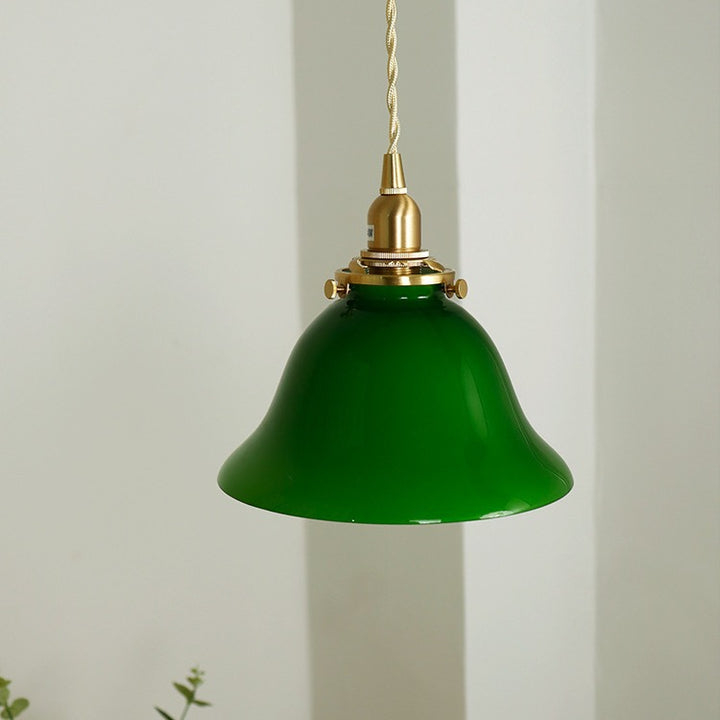 Suspension Luminaire en Verre de Cuivre en Dôme Japonais Traditionnel à 1 Lumière pour Salon 