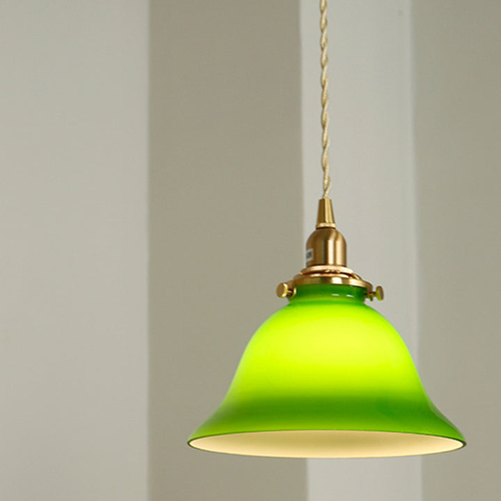 Suspension Luminaire en Verre de Cuivre en Dôme Japonais Traditionnel à 1 Lumière pour Salon 