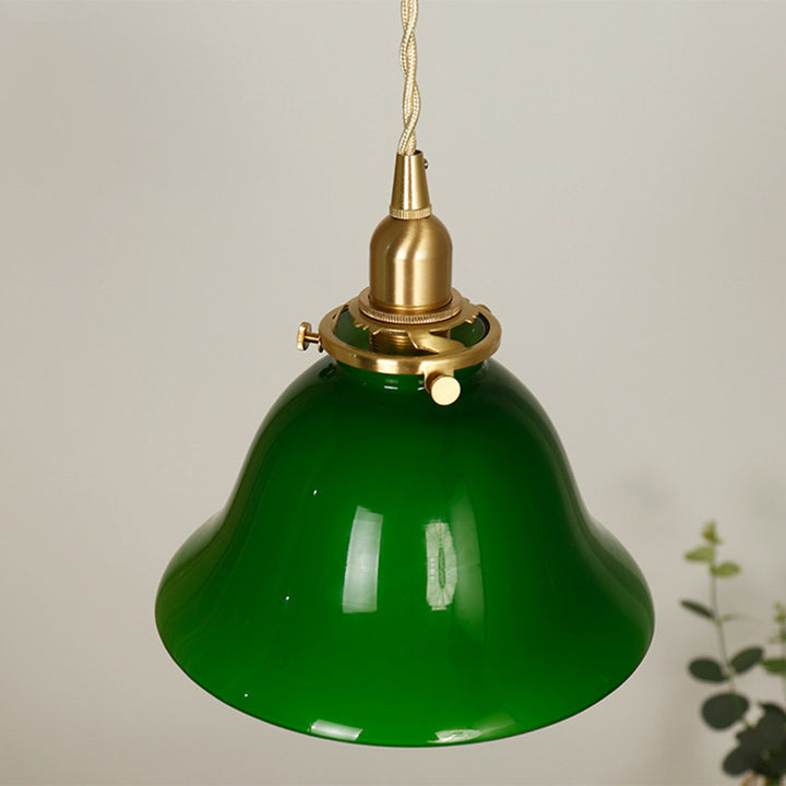 Suspension Luminaire en Verre de Cuivre en Dôme Japonais Traditionnel à 1 Lumière pour Salon 