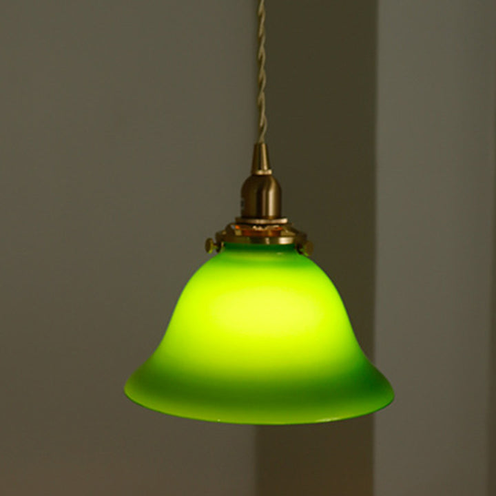 Suspension Luminaire en Verre de Cuivre en Dôme Japonais Traditionnel à 1 Lumière pour Salon 