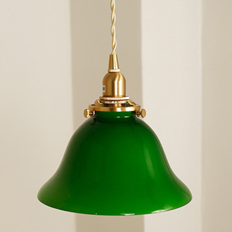 Suspension Luminaire en Verre de Cuivre en Dôme Japonais Traditionnel à 1 Lumière pour Salon 