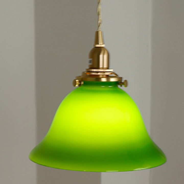 Suspension Luminaire en Verre de Cuivre en Dôme Japonais Traditionnel à 1 Lumière pour Salon 