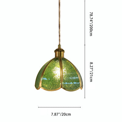 ضوء قلادة زجاج نحاسي تقليدي على شكل قبة بلمبة واحدة لغرفة المعيشة 