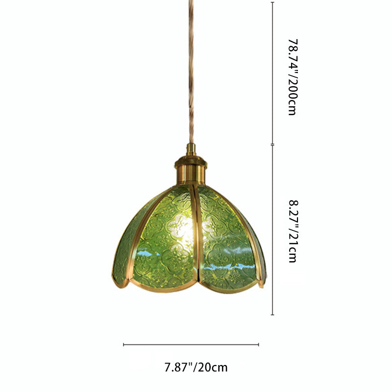 ضوء قلادة زجاج نحاسي تقليدي على شكل قبة بلمبة واحدة لغرفة المعيشة 