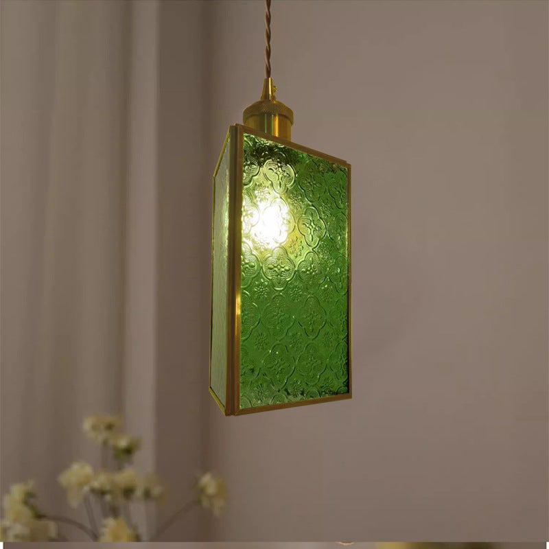 ضوء قلادة زجاج نحاسي تقليدي على شكل قبة بلمبة واحدة لغرفة المعيشة 