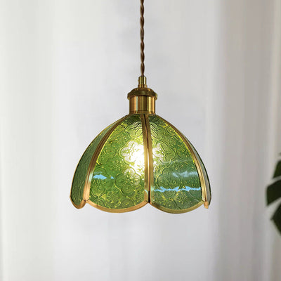 ضوء قلادة زجاج نحاسي تقليدي على شكل قبة بلمبة واحدة لغرفة المعيشة 