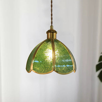 ضوء قلادة زجاج نحاسي تقليدي على شكل قبة بلمبة واحدة لغرفة المعيشة 