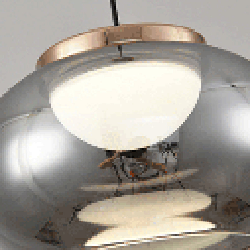 Moderne minimalistische runde Eisen-Glas-Acryl-LED-Pendelleuchte für das Wohnzimmer 