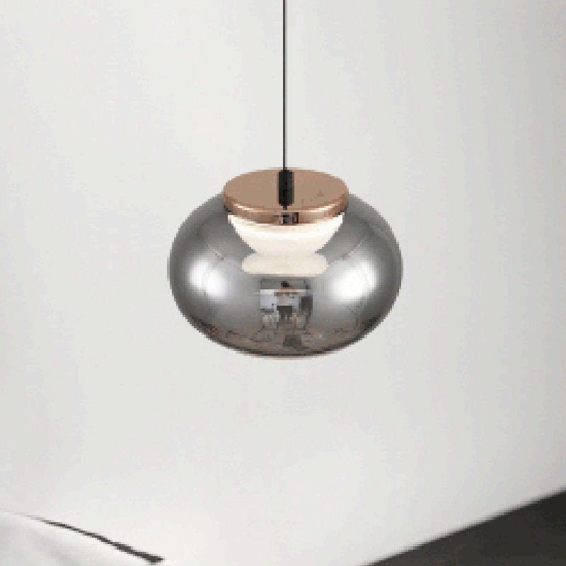 Moderne minimalistische runde Eisen-Glas-Acryl-LED-Pendelleuchte für das Wohnzimmer 