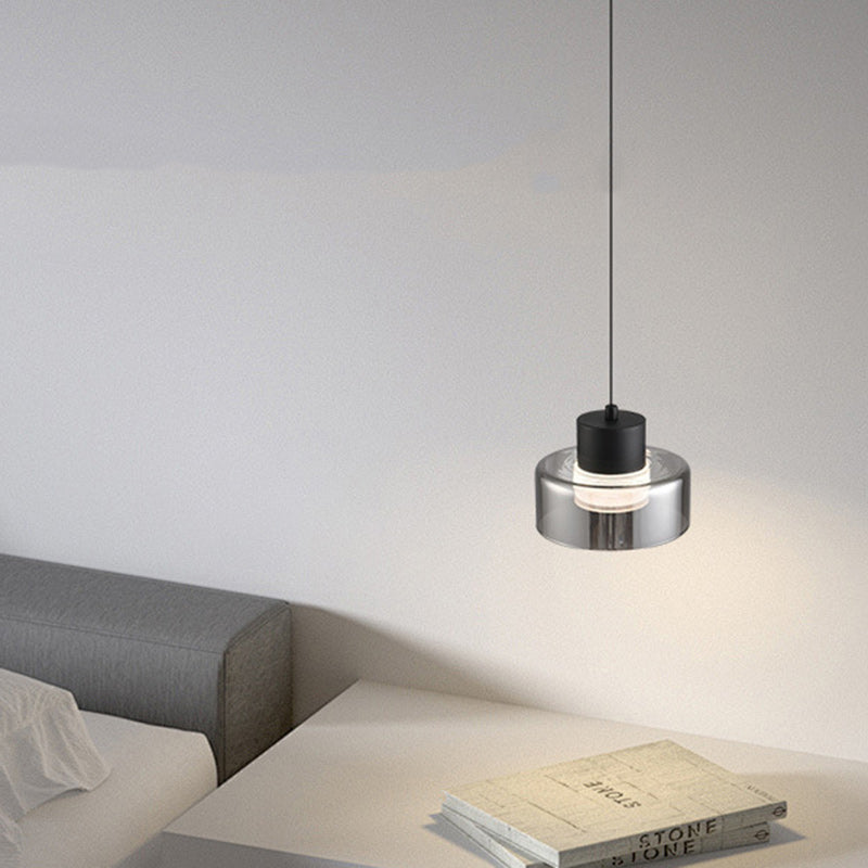 Moderne minimalistische runde Eisen-Glas-Acryl-LED-Pendelleuchte für das Wohnzimmer 