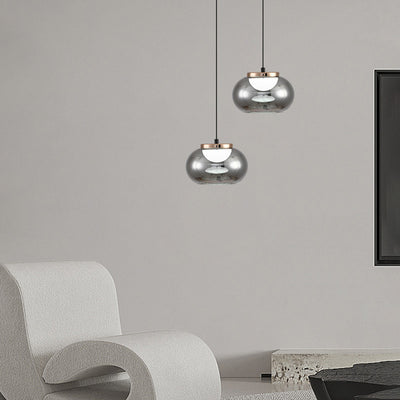Moderne minimalistische runde Eisen-Glas-Acryl-LED-Pendelleuchte für das Wohnzimmer 