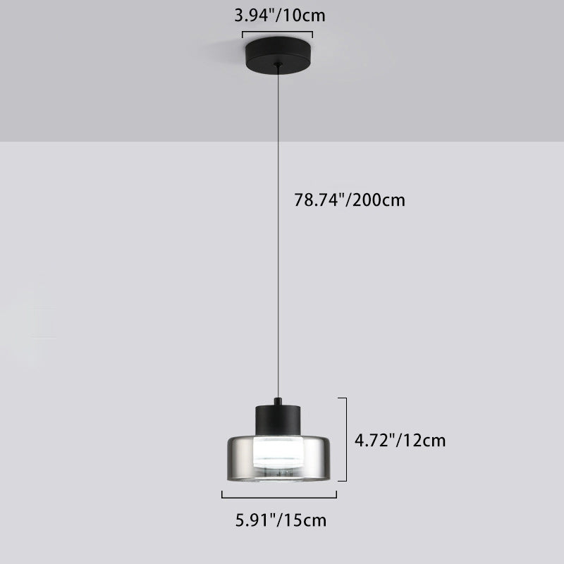 Moderne minimalistische runde Eisen-Glas-Acryl-LED-Pendelleuchte für das Wohnzimmer 