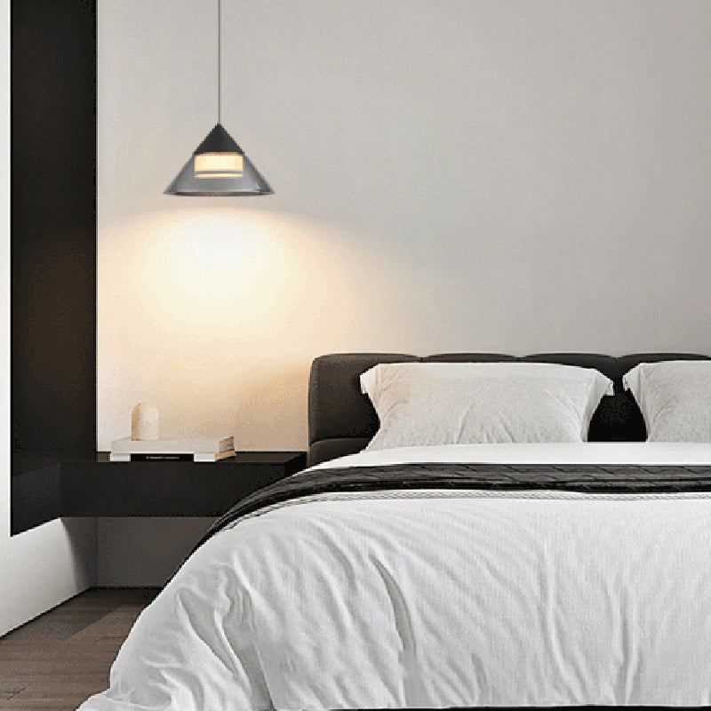 Moderne minimalistische runde Eisen-Glas-Acryl-LED-Pendelleuchte für das Wohnzimmer 