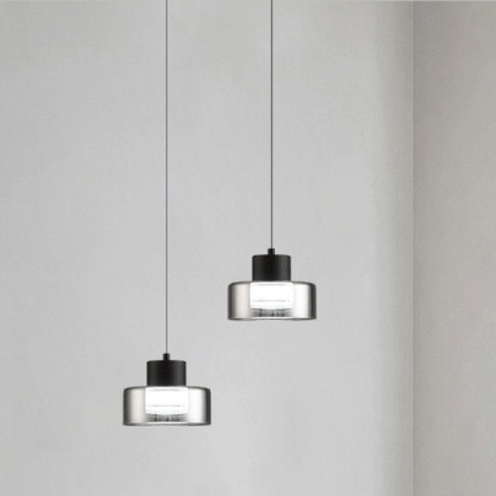 Modern Minimalist Round Iron Glass Acrylic LED Pendant Light For Living Room