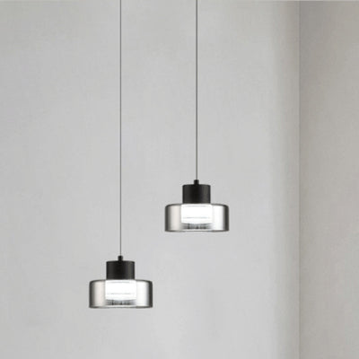 Moderne minimalistische runde Eisen-Glas-Acryl-LED-Pendelleuchte für das Wohnzimmer 