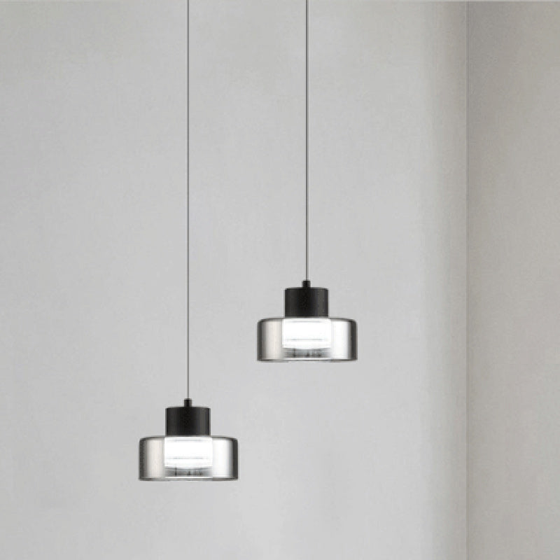 Moderne minimalistische runde Eisen-Glas-Acryl-LED-Pendelleuchte für das Wohnzimmer 