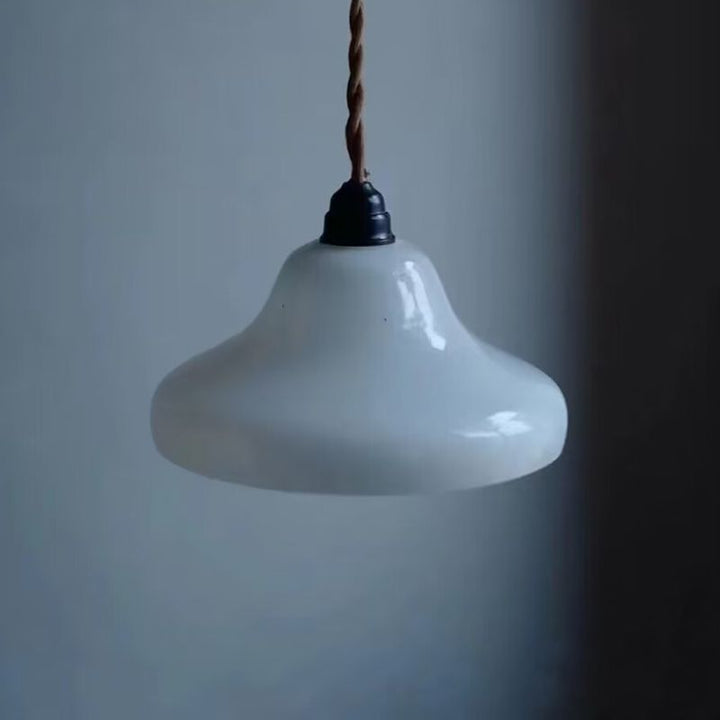 Traditionelle Vintage-Kuppel Eisen Glas 1-Licht Pendelleuchte für Wohnzimmer 