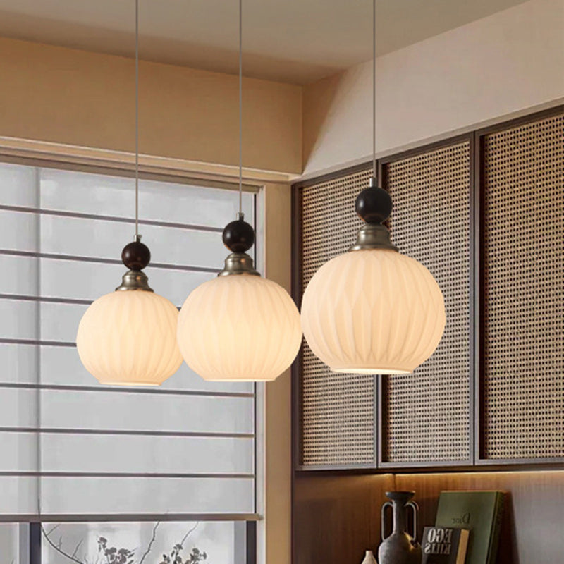 Lustre Suspendu Traditionnel Vintage Ovale en Fer, Bois et Verre 1/3 Lumières pour Salon 