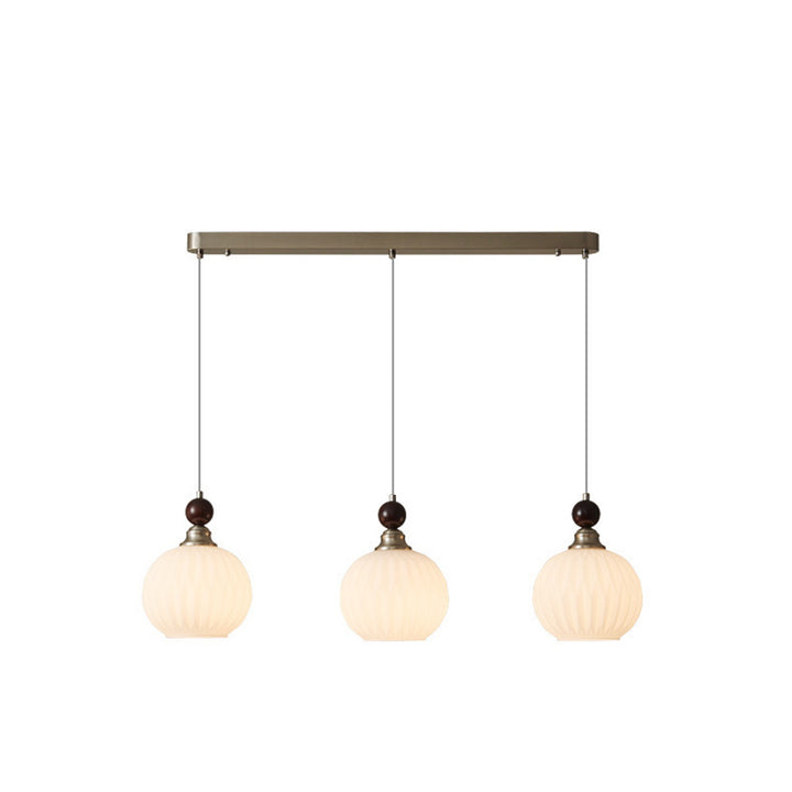 Lustre Suspendu Traditionnel Vintage Ovale en Fer, Bois et Verre 1/3 Lumières pour Salon 