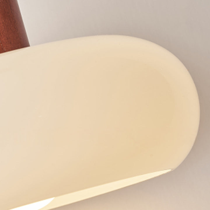 Contemporary Nordic Round Rubberwood Glass 1-Light Pendant Light For Living Room