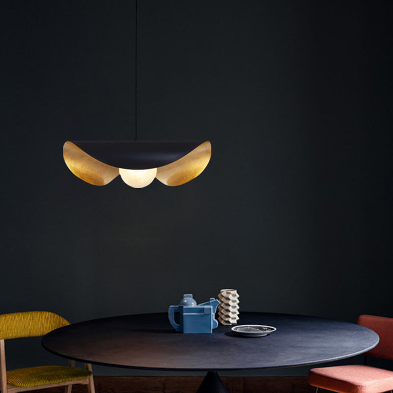 Suspension Luminaire en Verre et Fer Courbé Scandinave Contemporain à 1 Lumière pour Salon 