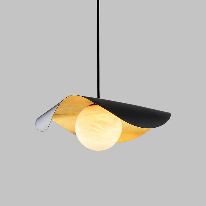 Suspension Luminaire en Verre et Fer Courbé Scandinave Contemporain à 1 Lumière pour Salon 